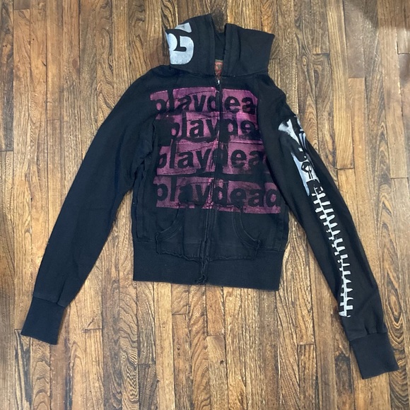 Toronto Artist Playdead. Black Hoodie with zipper design on sleeve. - Picture 1 of 5